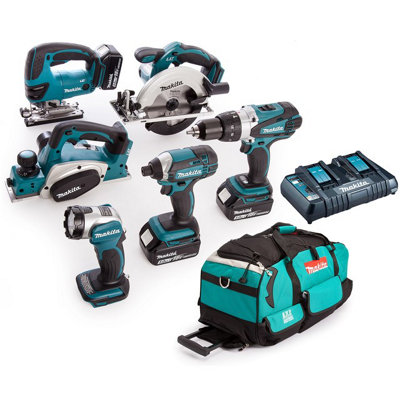 Makita DLX6067PT 18v LXT 6pc Combi Kit - 3 x 5.0ah Batteries Inc Jigsaw + Planer