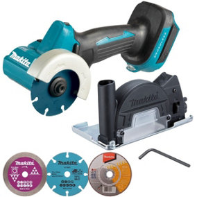 Makita DMC300Z 18V LXT Brushless 76mm Compact Cut Off Saw + 3 Blades + Dust Ext