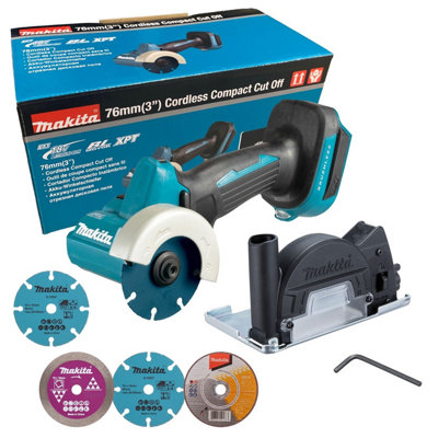 Makita DMC300Z 18V LXT Brushless 76mm Compact Cut Off Saw + 4 Blades Inc Carbide