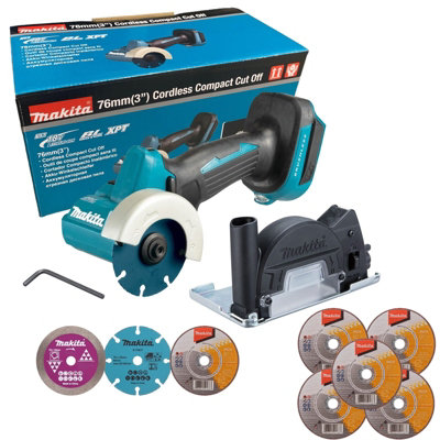 Makita DMC300Z 18V LXT Brushless 76mm Compact Cut Off Saw + 9 Blades Inc Carbide