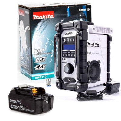 Makita DMR110W DAB LXT CXT 10.8v 18v White LI ion Job Site Radio