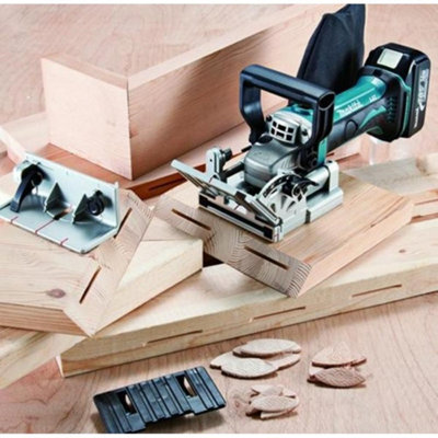 Makita DPJ180Z 18v LXT Cordless Biscuit Jointer 100mm Dowel Joint Bare Bag DIY at B Q