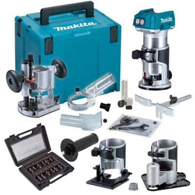 Makita DRT50ZJX3 18v Cordless Brushless Router Trimmer Plunge Base Trend Set