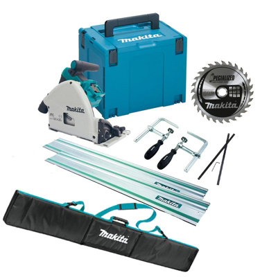 Makita DSP600ZJ 36v Twin 18v Brushless Plunge Cut Circular Saw 2x Guide Rails