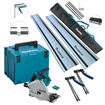 Makita DSP601ZJU 36v/18v Brushless Plunge Saw Wireless 2x1.5m Rail, Clamp, Blade