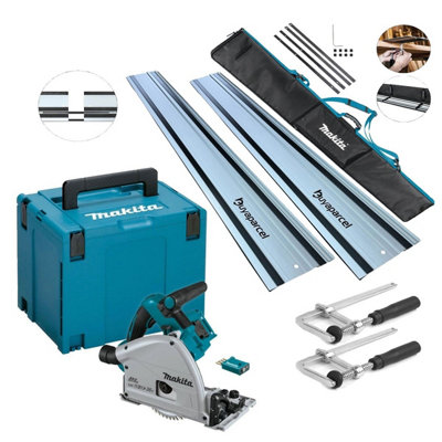 Makita DSP601ZJU 36v/18v Brushless Plunge Saw Wireless + 2x1.5M Rail + Clamp