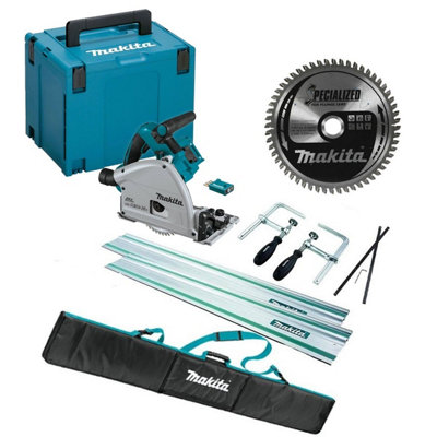 Makita DSP601ZJU 36v/18v Brushless Plunge Saw Wireless 2x1.5m Rails Full Kit