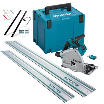 Makita DSP601ZJU 36v Twin 18v Brushless Plunge Saw Wireless + X2 199141-8 Rails