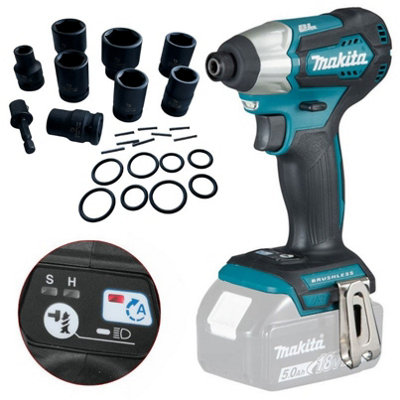 Makita DTD155Z 18v Blue Cordless Brushless Impact Driver + 9pc Socket Set Wrench