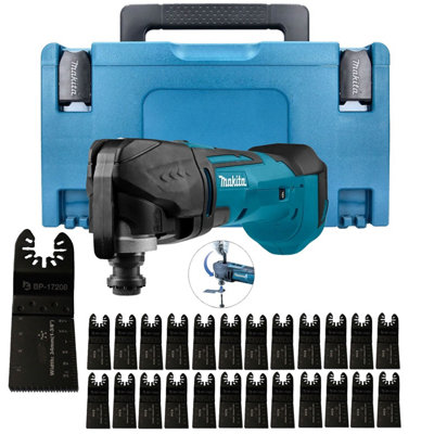 Makita DTM51ZJ 18v Multi Tool Keyless Blade Change + 25 x Plunge Blades + Makpac
