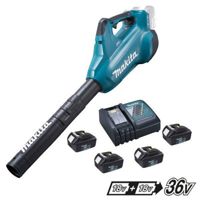 Makita DUB362 Twin LXT 18v/36v Li-Ion Brushless Leaf Blower, 4 x 3.0ah + Charger