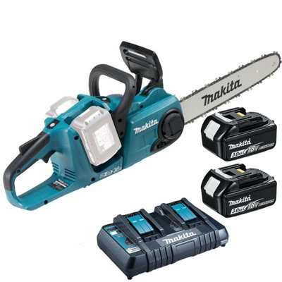 Makita DUC353RT2 Twin 18v / 36v LXT Cordless 35cm Chainsaw Li-Ion 2x Batteries