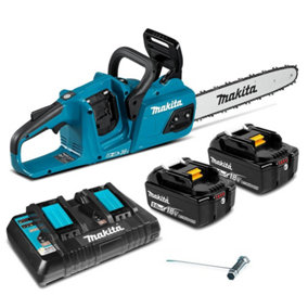 Makita DUC355 Twin 18v / 36v LXT Cordless 35cm 14" Chainsaw Lithium - 2 x5.0