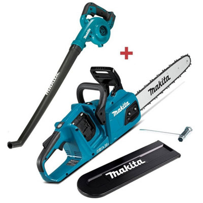 Makita DUC355Z Twin 18v 36v LXT Cordless 35cm Chainsaw DUB186Z Blower Bare DIY at B Q