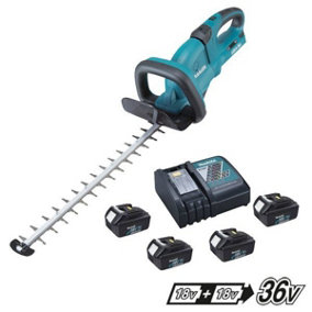Makita DUH551 Twin LXT 18v / 36v Lithium Ion Hedge Trimmer + 4 x 3.0ah + Charger