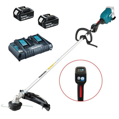 Makita DUR369LZ Twin LXT 18v 36v Li Brushless Brush Cutter Strimmer 43cm 2x6Ah DIY at B Q