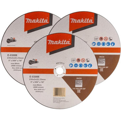 Makita E-03006 Cutting Cut Off Wheel 230mm 9" For DCE090 Disc Cutter x 3 Pack