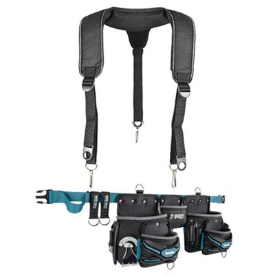 Makita E-05169 3 Pouch Super Heavyweight Duty Tool Belt Set + Heavy Duty Braces