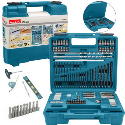 Makita E-06270 212PC Drill Bit Maintenance Set Wood Stone Metal Holesaw Flat Bit