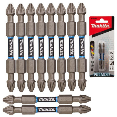 Makita E-06292 PZ2 Pozi Impact Premier Screwdriver Drill Bit Torsion 65mm 10 pk