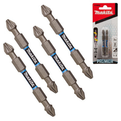 Makita E-06292 PZ2 Pozi Impact Premier Screwdriver Drill Bit Torsion 65mm 4 Pack