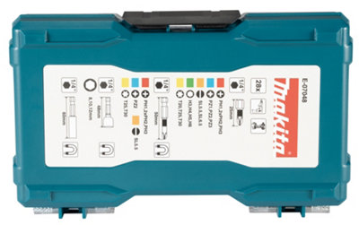 Makita E-07048 28 Piece Screwdriver Bit Set Phillips/Pozi/Torx & Socket ...