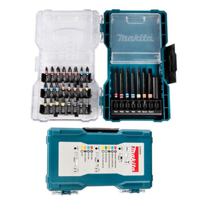 Makita E-07076 32 PC Black Colour Coded Screwdriver Drill Bit Set Clear Case