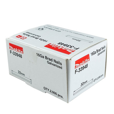 Makita F-33980 16 Gauge 45mm Brad Nails – 2000-Pack, Galvanised, For Pinning, Skirting, Architrave & Trim Work-708343