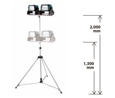 Treppiede Portatile Per Luci Makita GM00002073, Estendibile Fino A 193 Cm, Per 2 Luci Da Lavoro