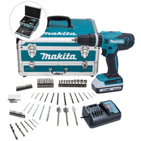 Makita HP488DWAX4 18v Lithium Combi Hammer Drill 1x2Ah Metal Case + 70 Bit Set