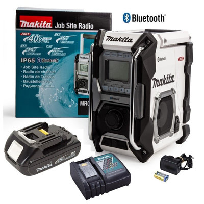 Makita Job Site Bluetooth Radio MR002GZ01 White LXT 18V 40v 1.5Ah Batt & Charger