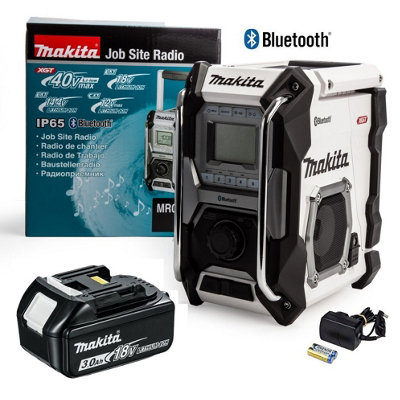 Makita Job Site Bluetooth Radio MR002GZ01 White LXT XGT 18V 40v 3.0Ah Battery