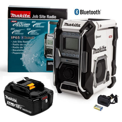 Makita Job Site Bluetooth Radio MR002GZ01 White LXT XGT 18V 40v 5.0Ah Battery