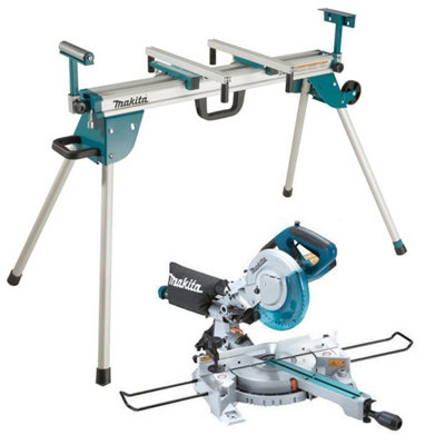Makita LS0815FL 110v Sliding Compound Laser Mitre Saw 216mm + DEBWST06 Leg Stand