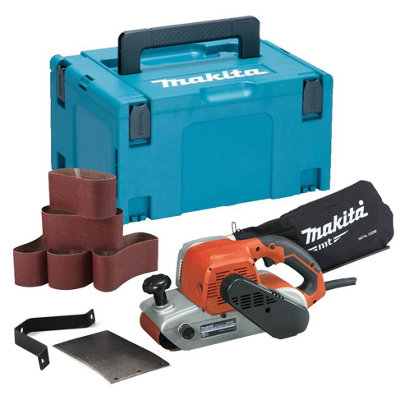 Makita M9400 4" 100mm x 610mm Belt Sander 240v + 6 Sanding Belts + Makpac Case