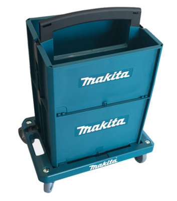 Makita 4 Piece MakPac Connector Stackable Power Tool Case Set and Wheeled  Base