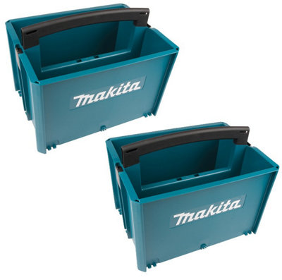 Makita MakPac Case Tool Box Carrier Open Tote - Twin Pack + Wheeled Cart Trolley