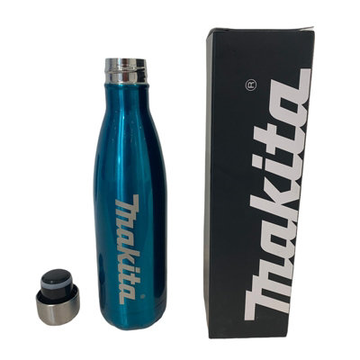 Makita Metal Drinks Water Bottle Thermos Flask Travel Cup Blue - Makita Logo