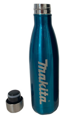 Makita Metal Drinks Water Bottle Thermos Flask Travel Cup Blue - Makita Logo