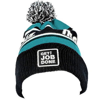 Makita Official Blue Black Branded Beanie Bobble Hat - M Logo One Size