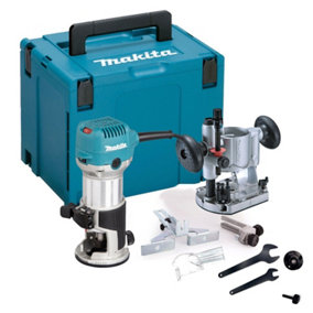 Makita RT0702CX4 240V 1/4" Router Laminate Trimmer with Guide Plunge Base Makpac