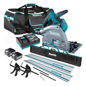 Makita SP001GD202KIT 40Vmax XGT Brushless Plunge Saw Rail kit 2 x 2.5Ah Batteries