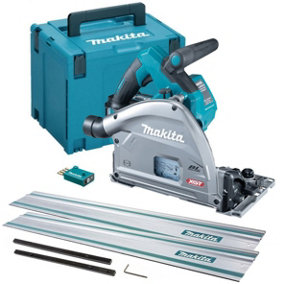 Makita SP001GZ03 40v MAX XGT Brushless Plunge Saw 165mm + 2x 1.5m Guide Rails