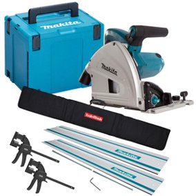 Makita SP6000J1 240V 165mm Plunge Saw in Case with 2 x Guide Rail Connector Bar & Clamp