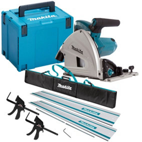 Makita SP6000J1 240V 165mm Plunge Saw with 2 x Rails, Connector Bar, Clamp & Bag