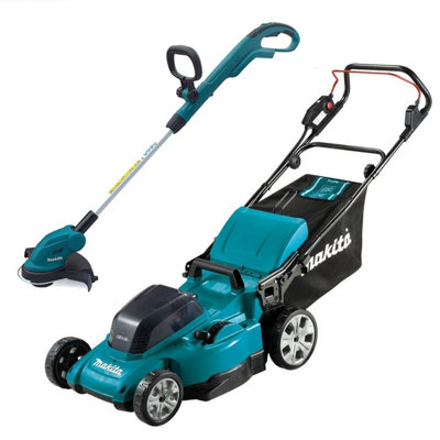 Makita Twin 18v/36v Cordless LXT Lawn Mower Brushless + Makita DUR181Z Strimmer