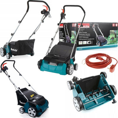 Makita UV3200 Electric Scarifier 32cm Cut Mains 1300W 240V + 30L Box + 10m Cable