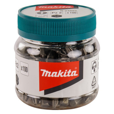 Makita x 100 Pozi No 2 25mm Hex Insert Bits In Candy Tub PZ2 B-24882 100 Pieces