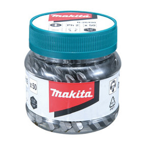 Makita x 50 Philips No 2 25mm Hex Insert Bits In Candy Tub PH2 B-26490 50 Pieces
