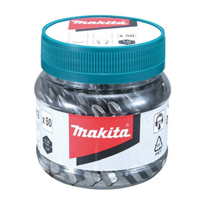 Makita x 50 Pozi No 2 50mm Hex Insert Bits In Candy Tub PZ2 B-26509 50 Pieces